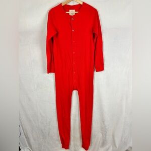 ARBORIST Onsie Waffle Thermal Red Adult Medium Button Front Cabincore Layer PJs‎